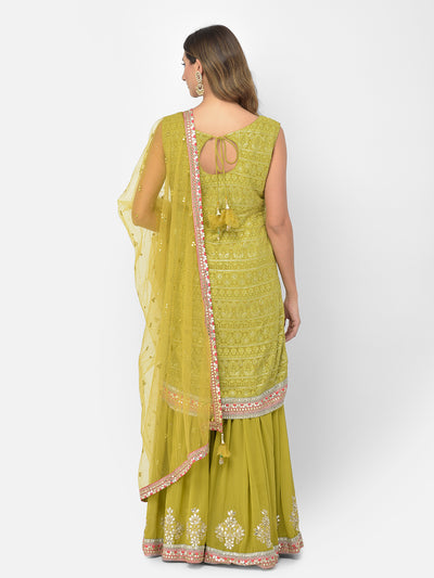 Neeru's green color georgette fabric salwar kameez