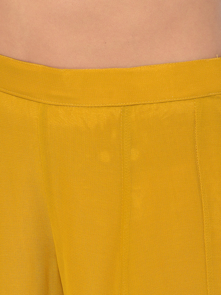 Neerus Yellow georgette embellished kurta set - detail view 5