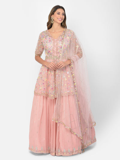 Neeru's Pink Color Georgette Fabric Salwar Kameez