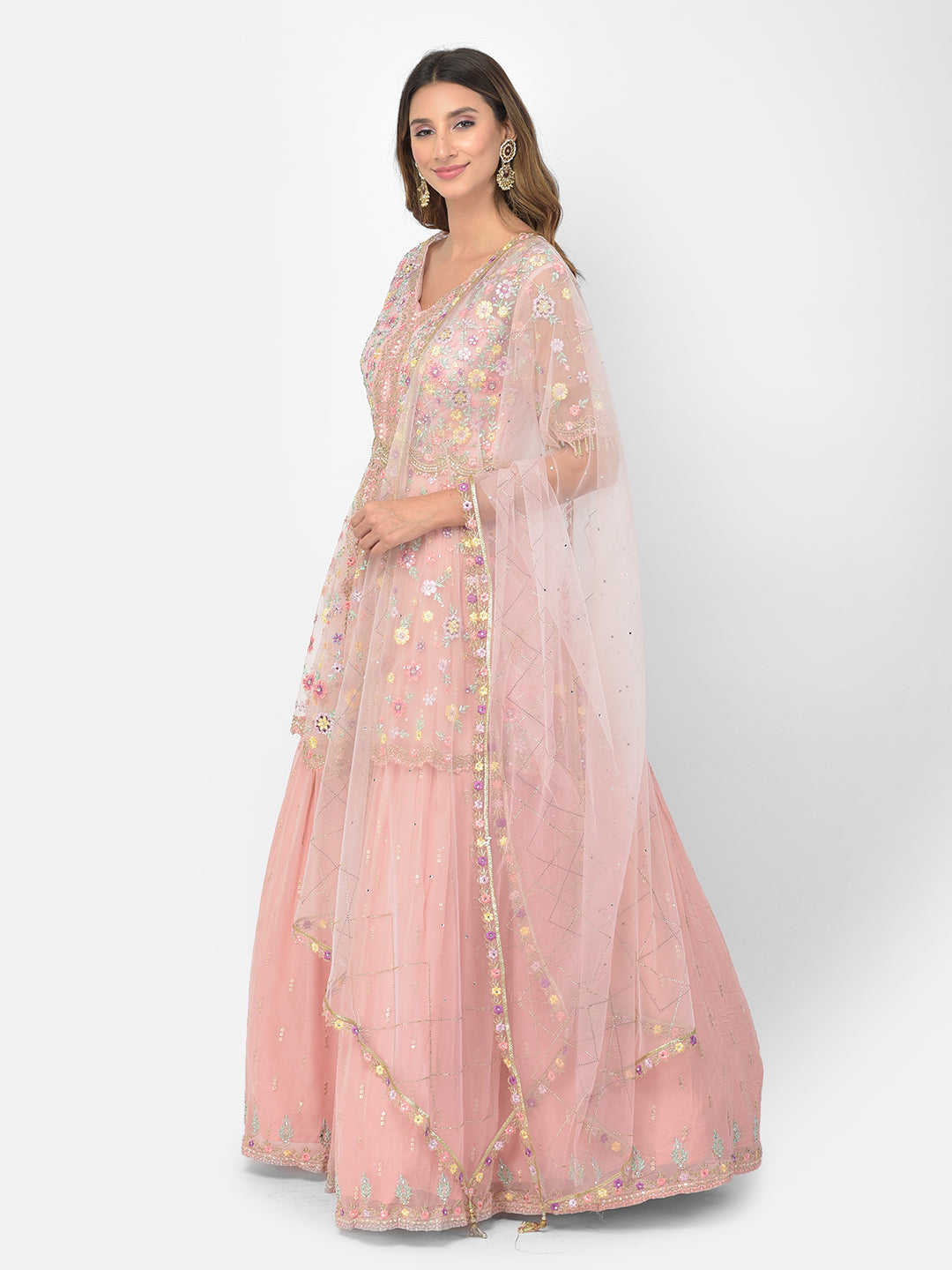 Neeru's Pink Color Georgette Fabric Salwar Kameez