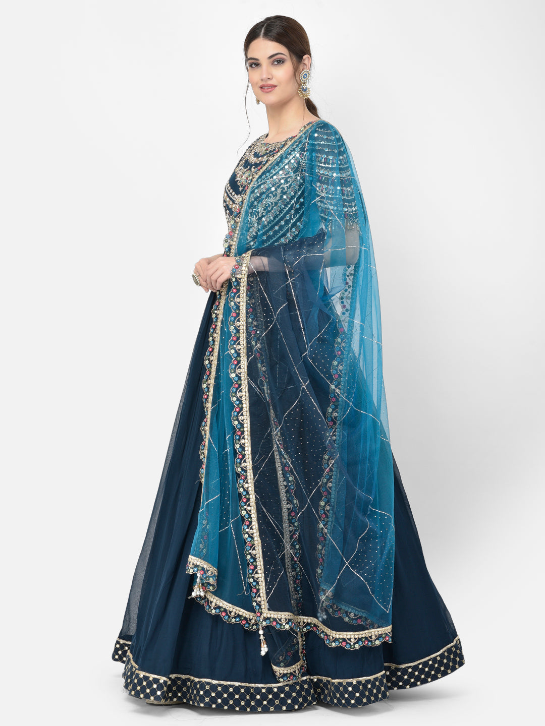 Neerus Peacock Color Georgette Fabric Salwar Kameez