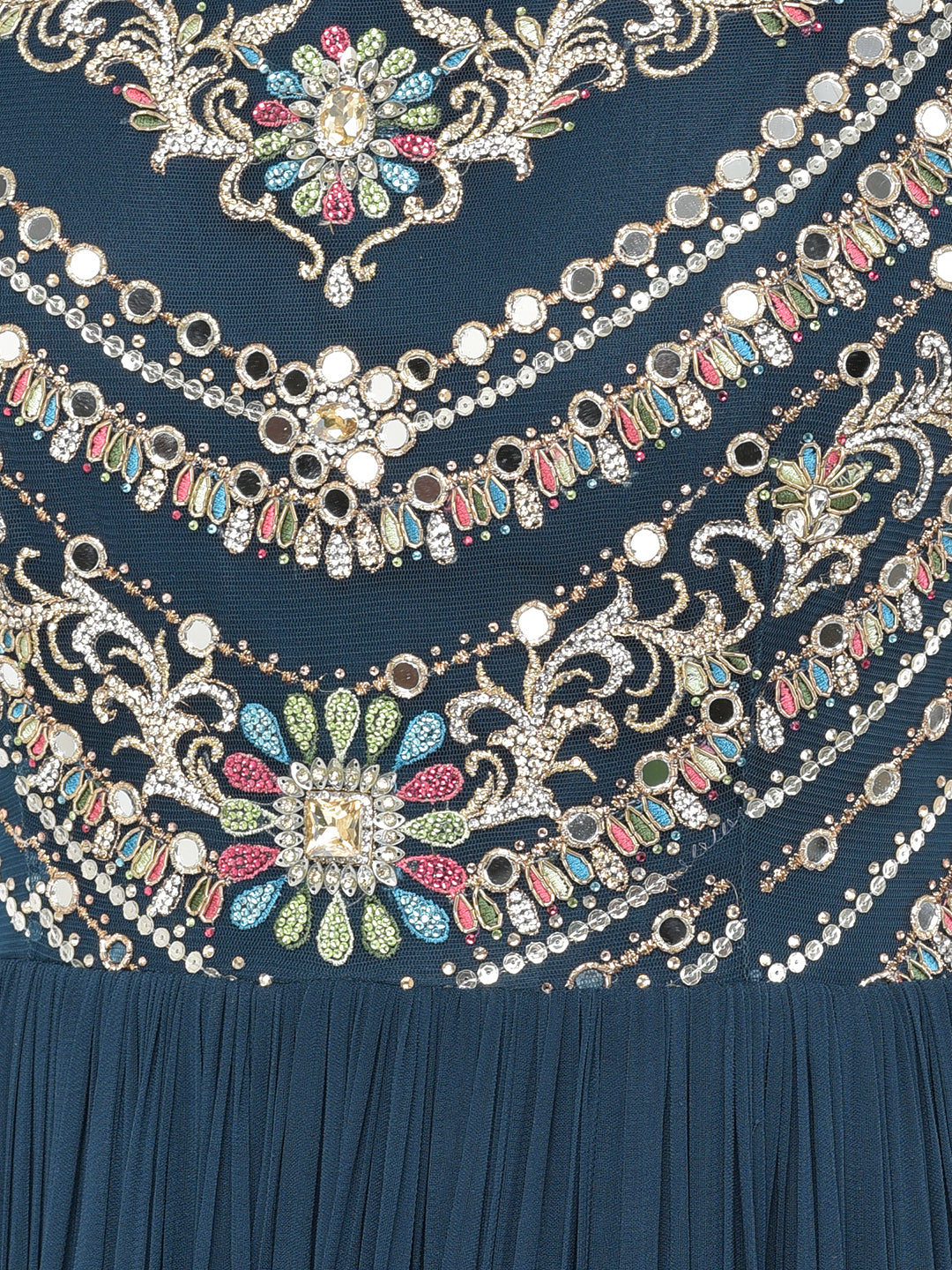 Neerus Peacock Color Georgette Fabric Salwar Kameez