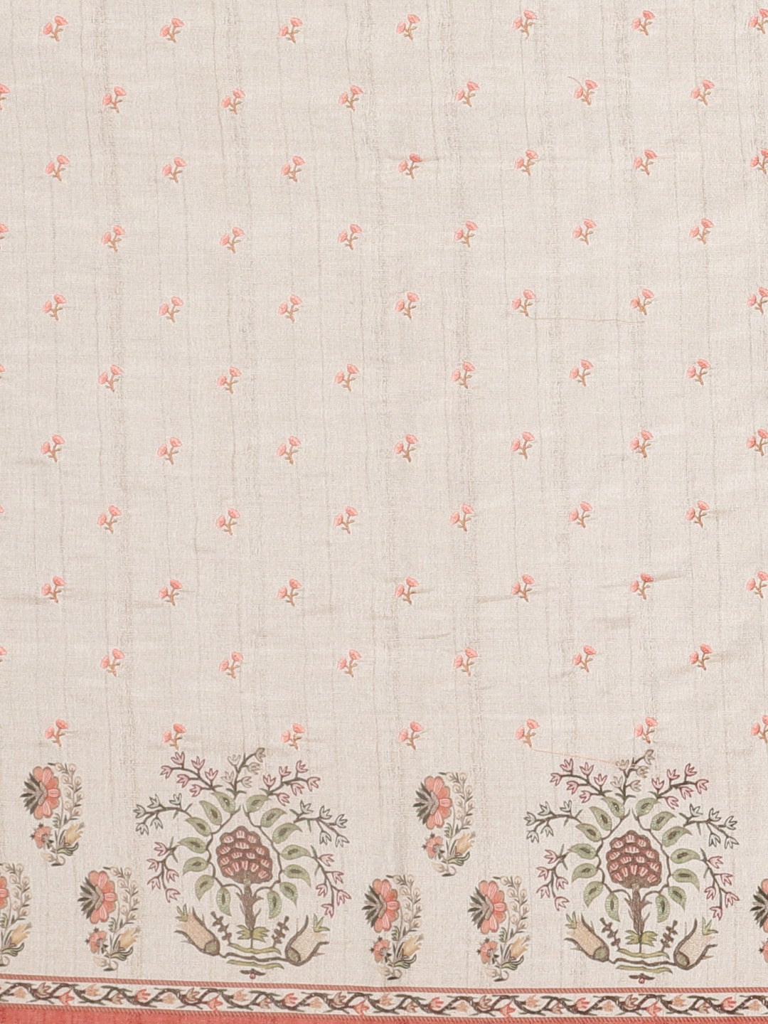 Neerus Light Grey Printed Saree With Blouse