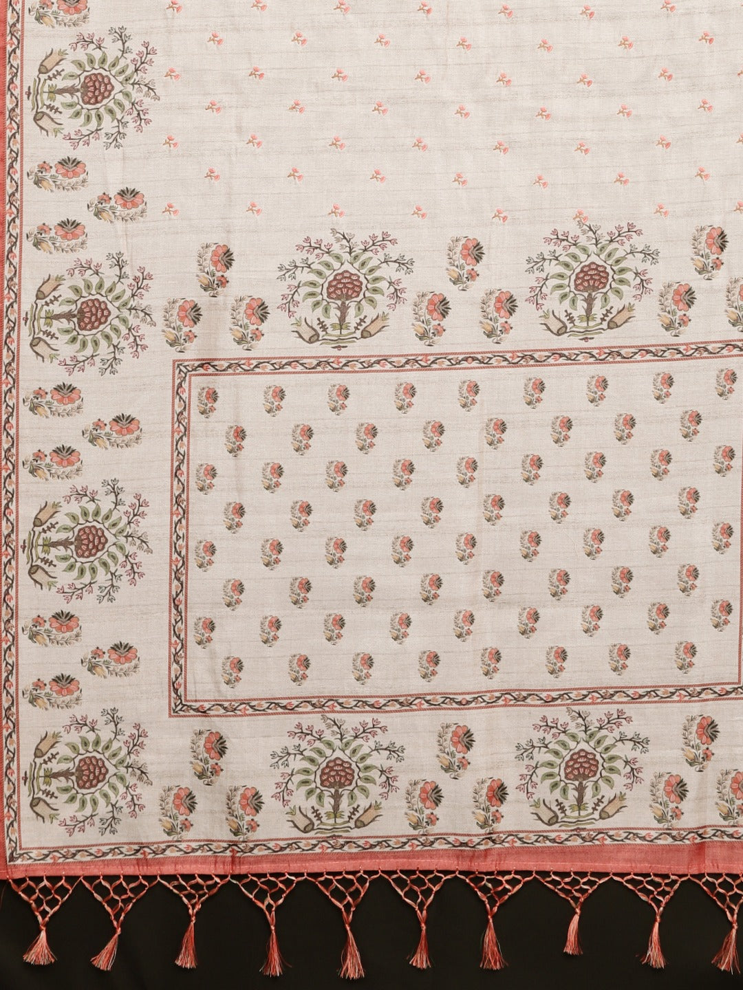 Neerus Light Grey Printed Saree With Blouse