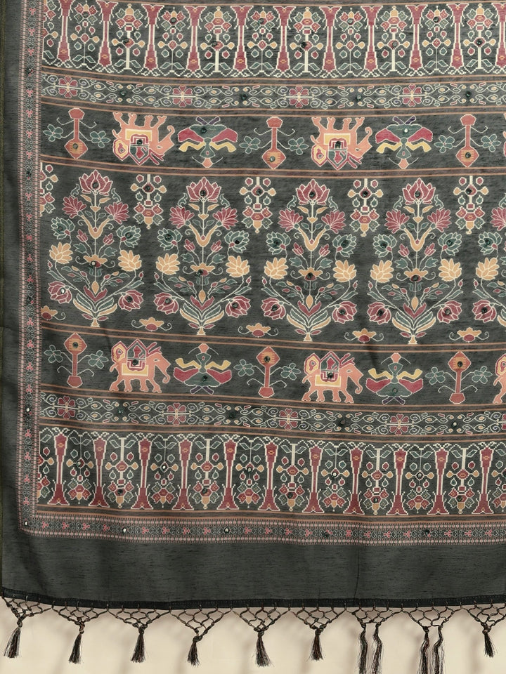 Neerus Printed Color Dupion Fabric Saree