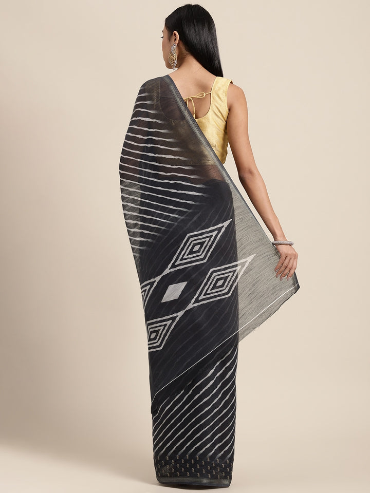 Neerus Black Color Dupion Fabric Saree