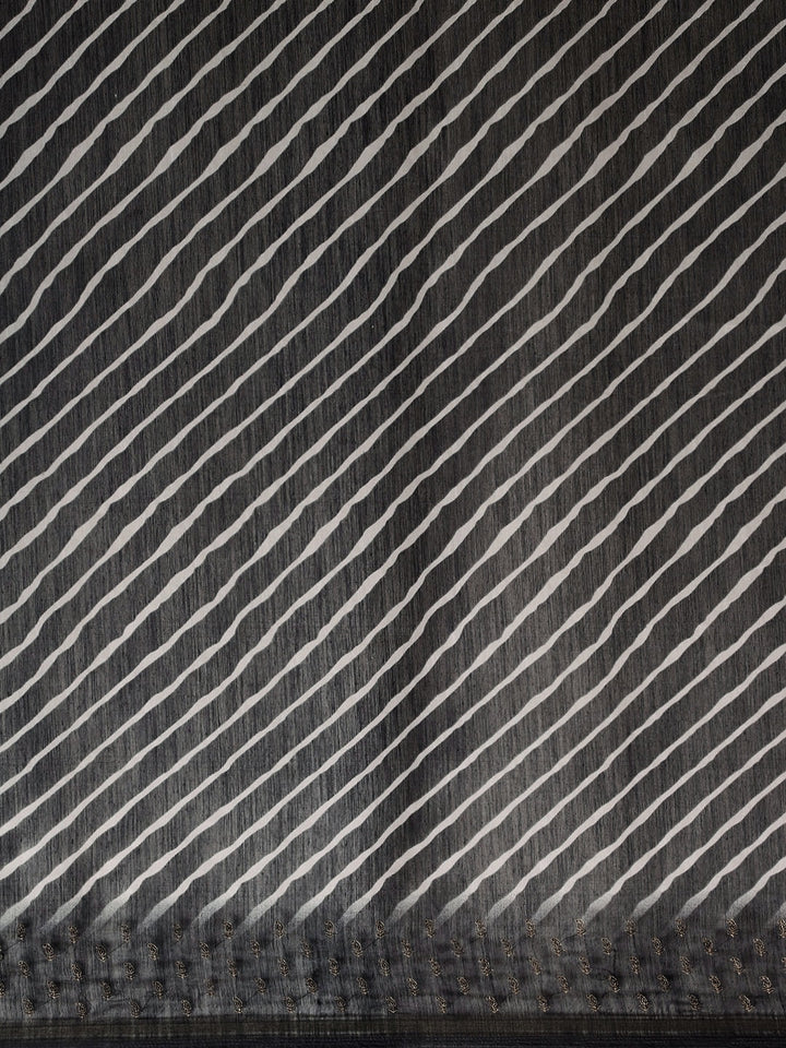 Neerus Black Color Dupion Fabric Saree