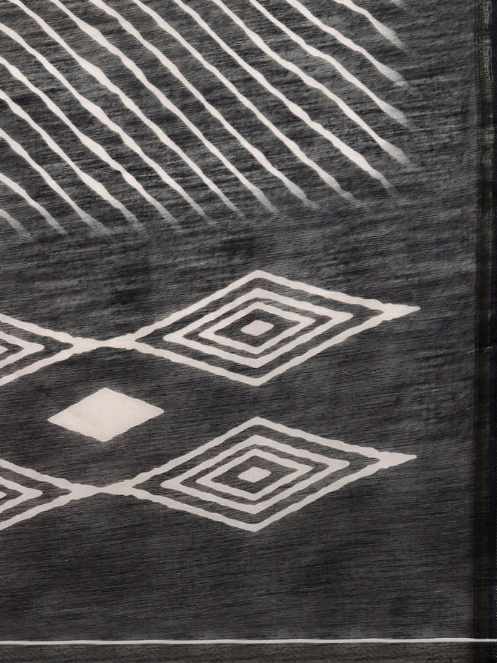 Neerus Black Color Dupion Fabric Saree