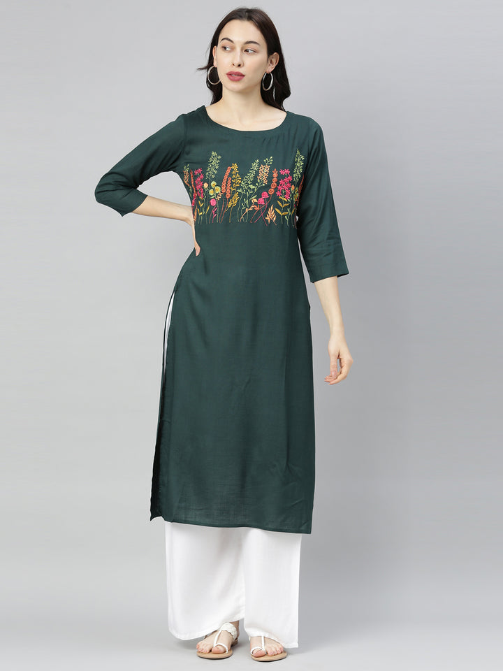 Neerus B Green Colour Slub Riyon Fabric Tunic "46"