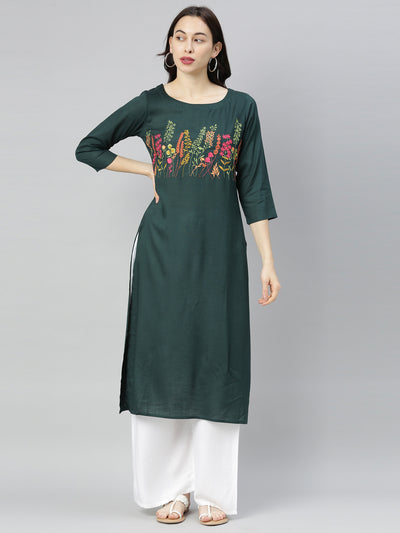 Neeru'S B Green Colour Slub Riyon Fabric Tunic "46"