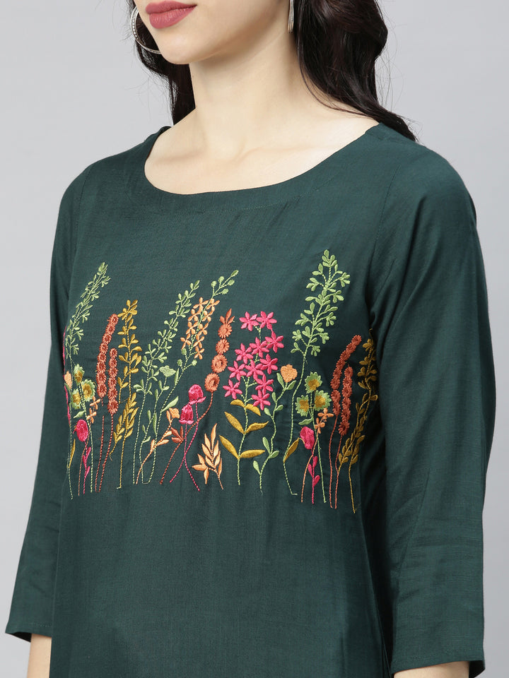 Neerus B Green Colour Slub Riyon Fabric Tunic "46"