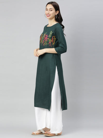 Neeru'S B Green Colour Slub Riyon Fabric Tunic "46"
