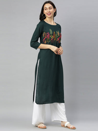 Neeru'S B Green Colour Slub Riyon Fabric Tunic "46"