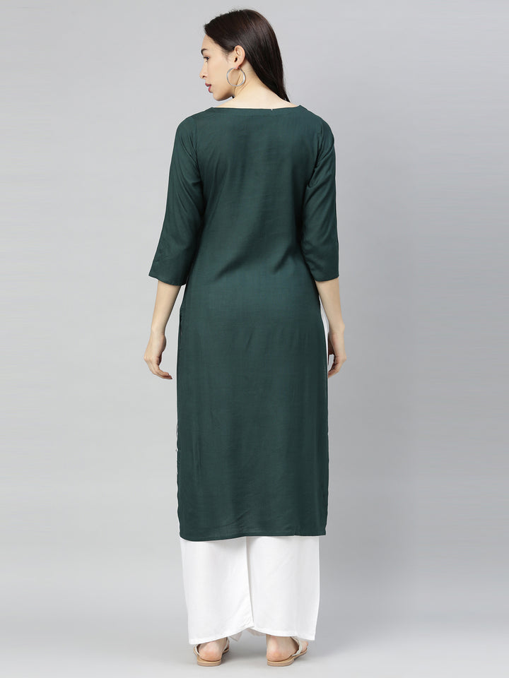 Neerus B Green Colour Slub Riyon Fabric Tunic "46"