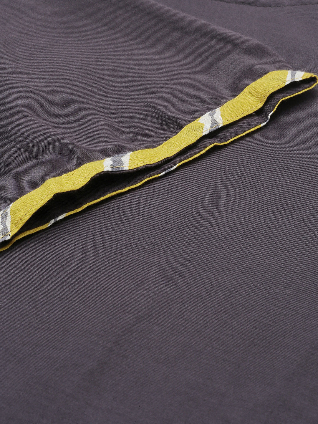 Neerus Grey muslin embroidered high-low kurti - detail view 1