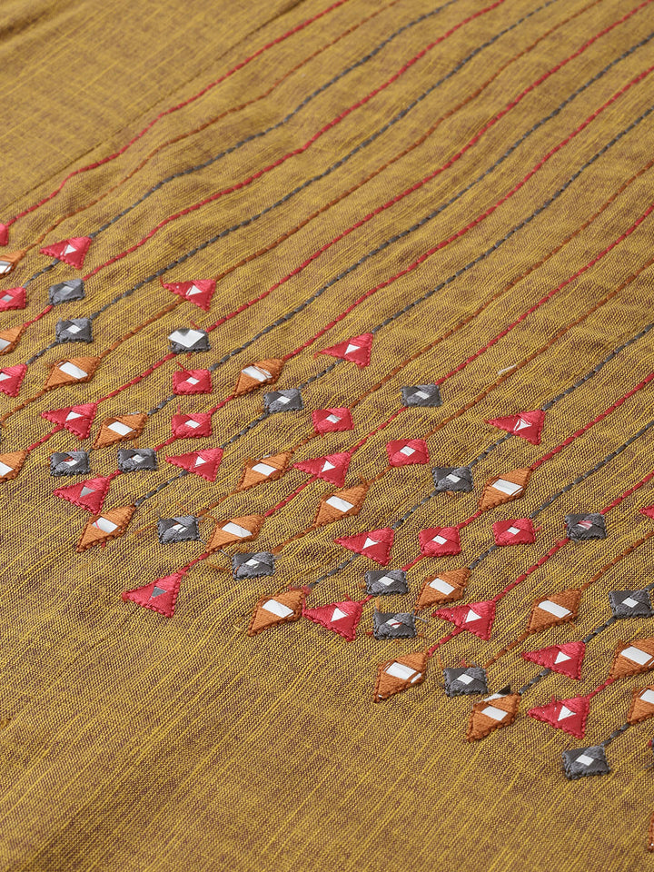 Neerus Brown Embroidered A Line Kurta