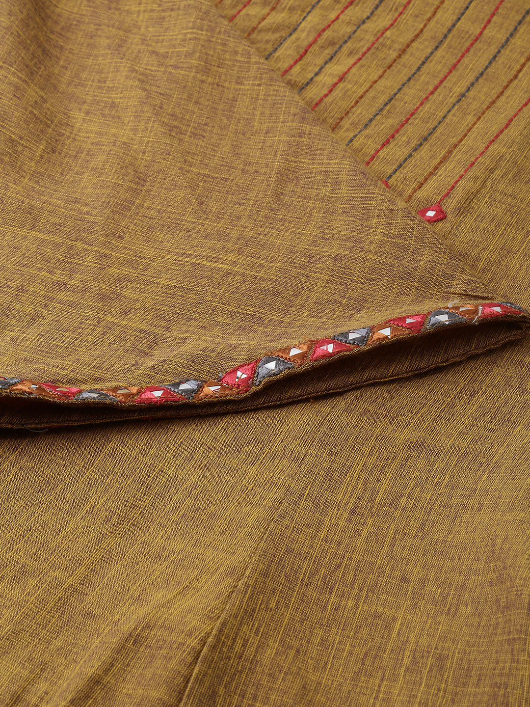 Neerus Brown Embroidered A Line Kurta