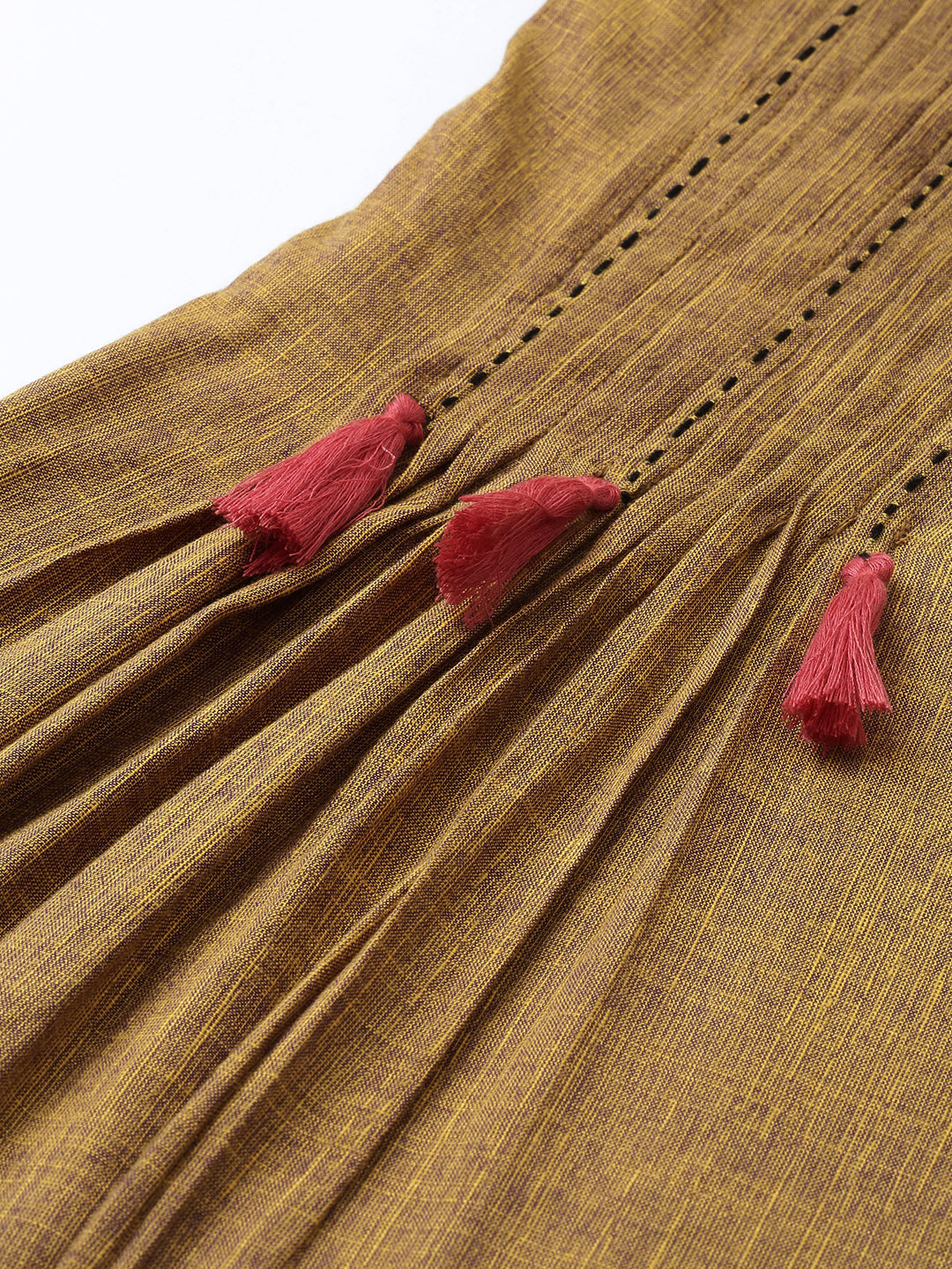 Neerus Brown rayon embroidered A-Line kurta - back view