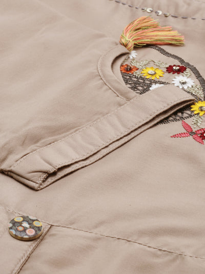 Neeru's Beige Embroidered Straight Kurta