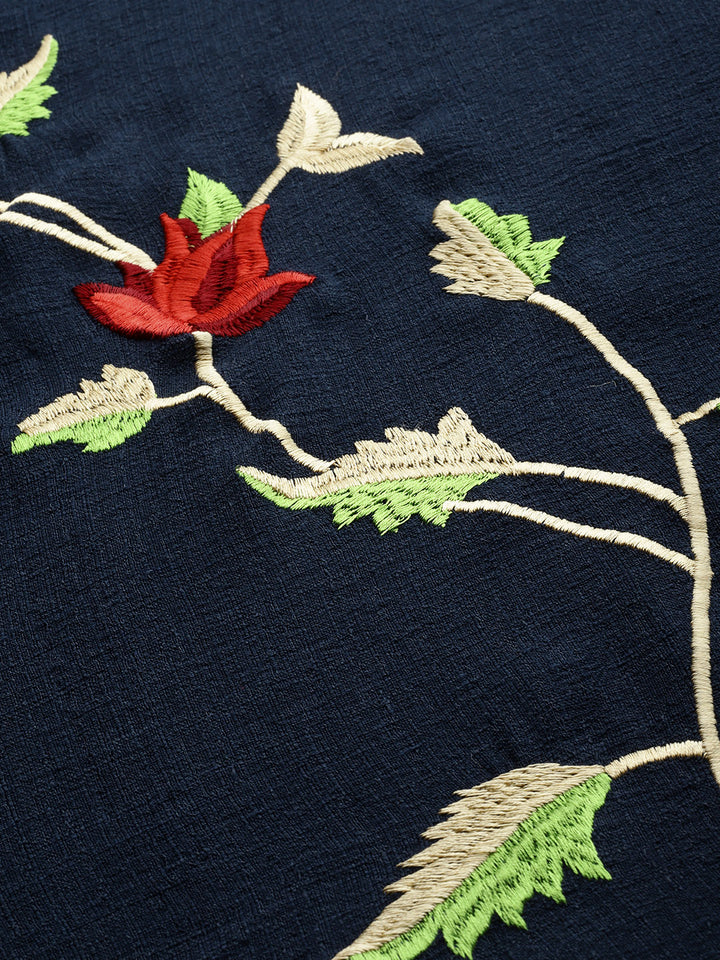 Neerus Blue Rayon Embroidered Anarkali Kurti - back view