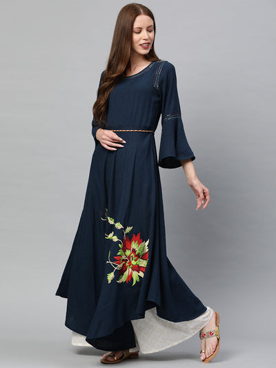 Neeru's Blue Embroidered Anarkali Kurta