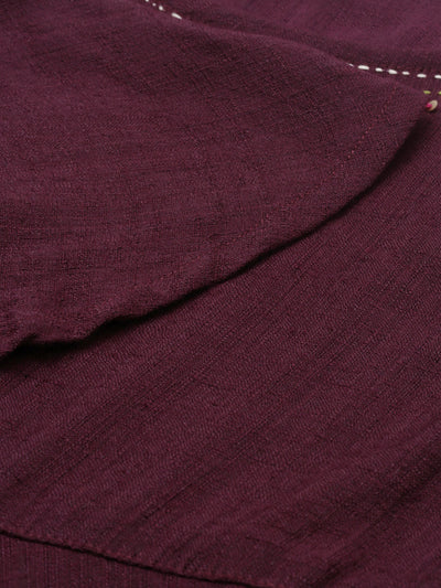 Neeru's Maroon Embroidered High Low Kurta