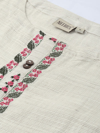 Neerus Women Cream-Coloured Self-Checked A-Line Kurta