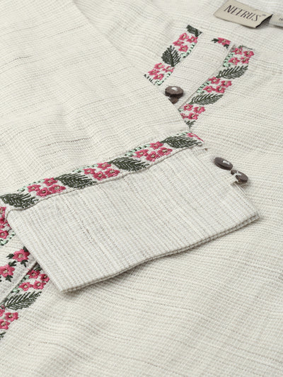 Neerus Women Cream-Coloured Self-Checked A-Line Kurta