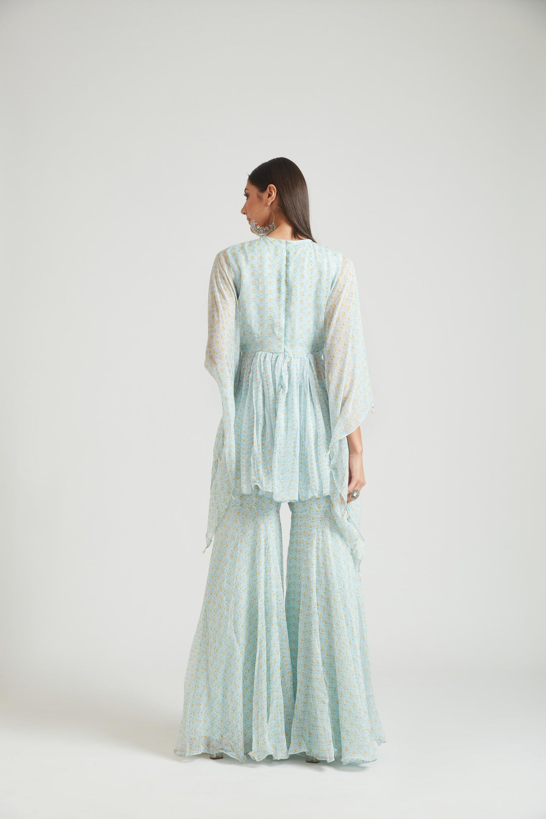 Neerus Blue Georgette Kurta Set - side view