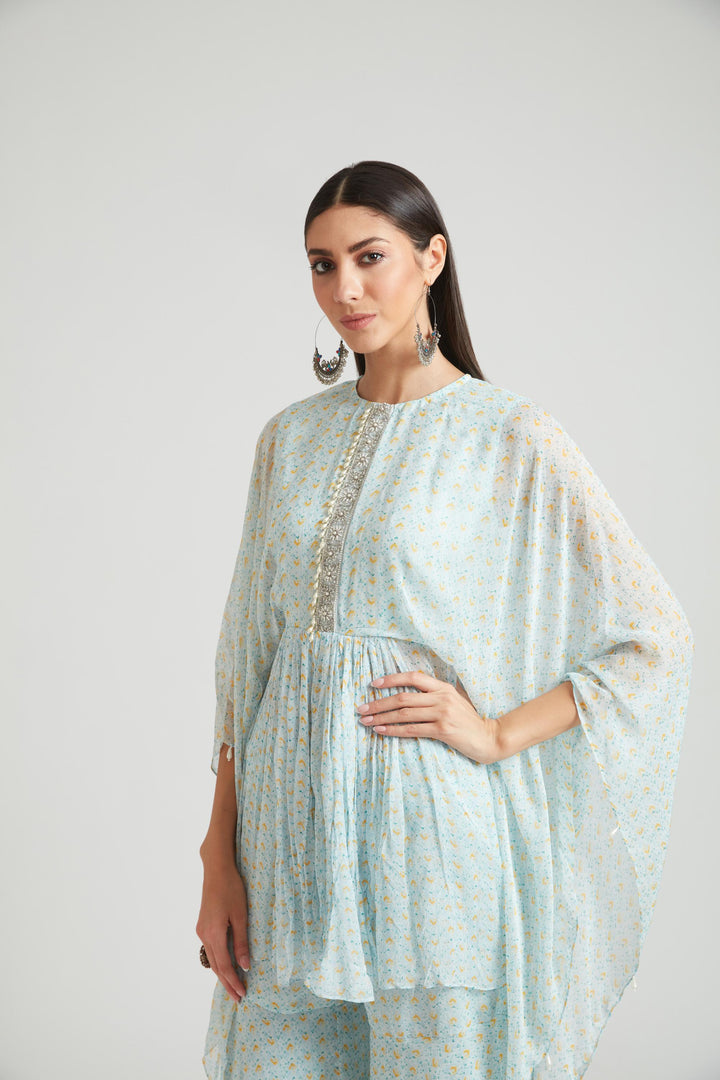 Neerus Blue Georgette Kurta Set - detail view 1