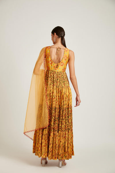 Neeru's Mustard Color Silk Fabric Gown