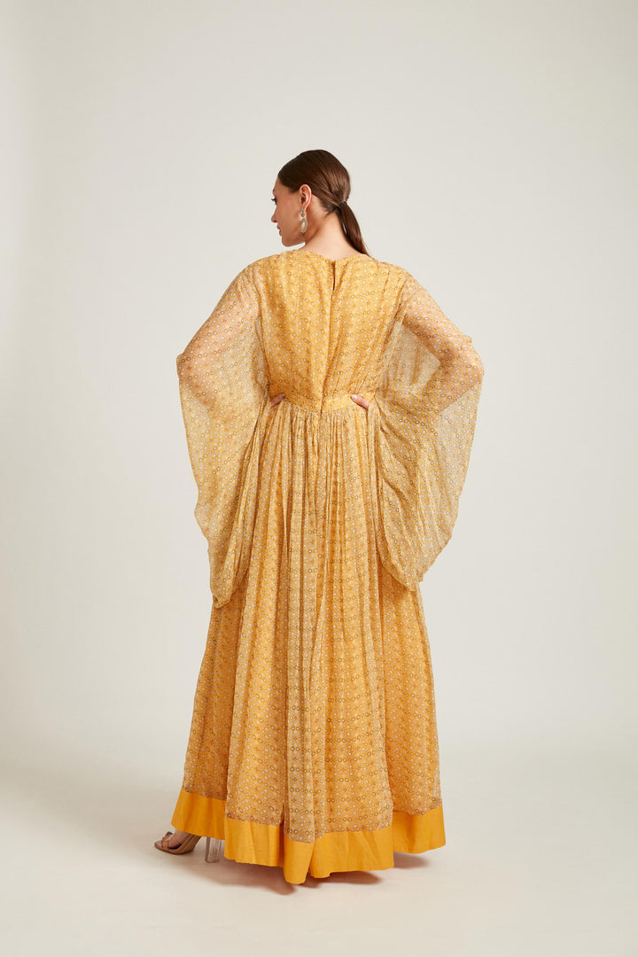 Neerus Mustard Color Georgette Fabric Gown