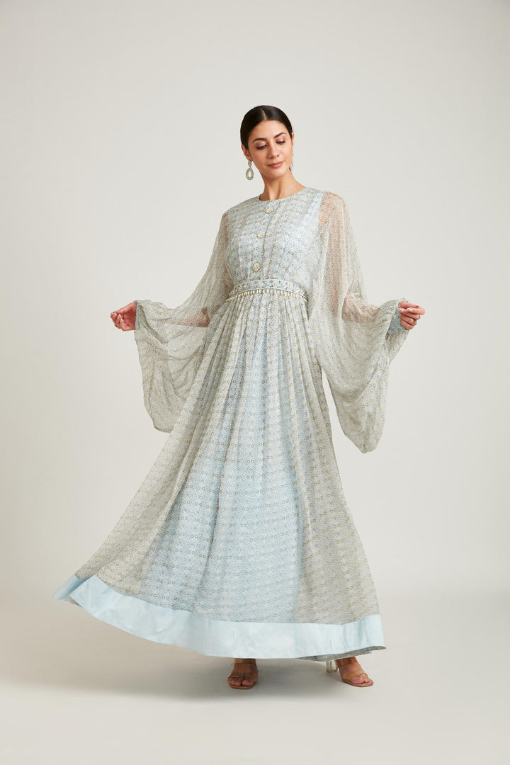 Neerus Aqua Color Georgette Fabric Salwar Kameez