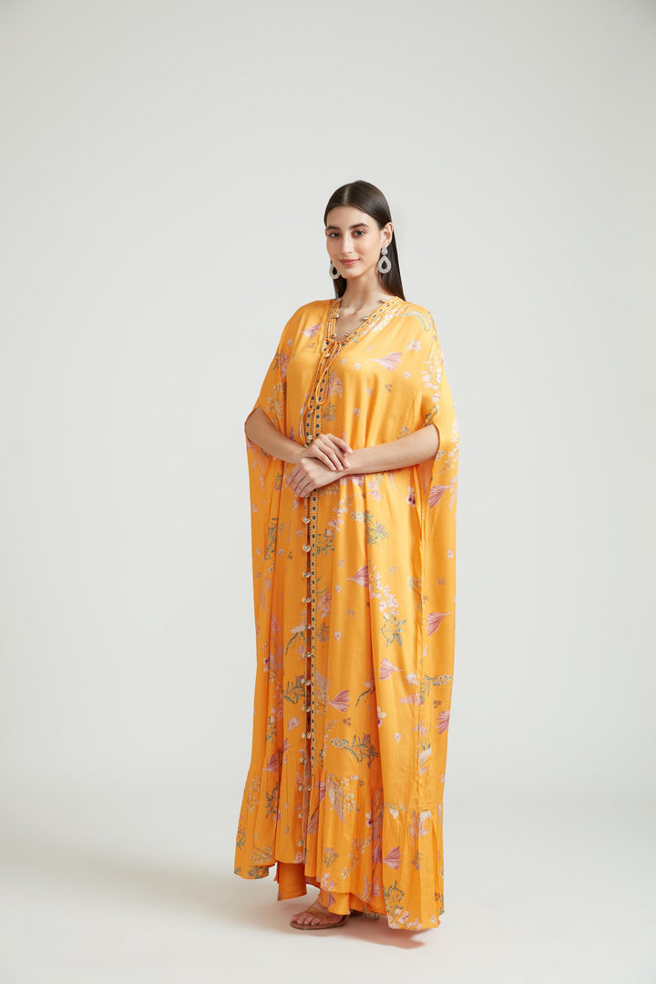 Neerus Mustard Color Silk Fabric Kurta Set