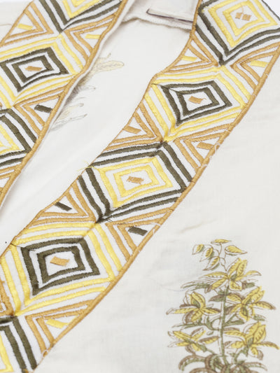Neeru's White Printed Kurta Pant Set