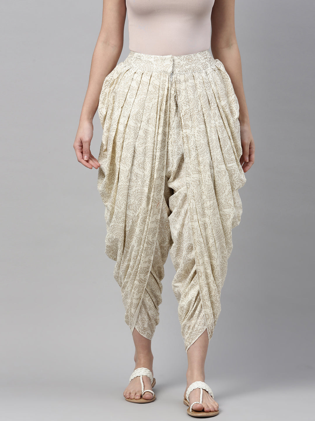 Neerus Off White Color Cotton Fabric Dhotti