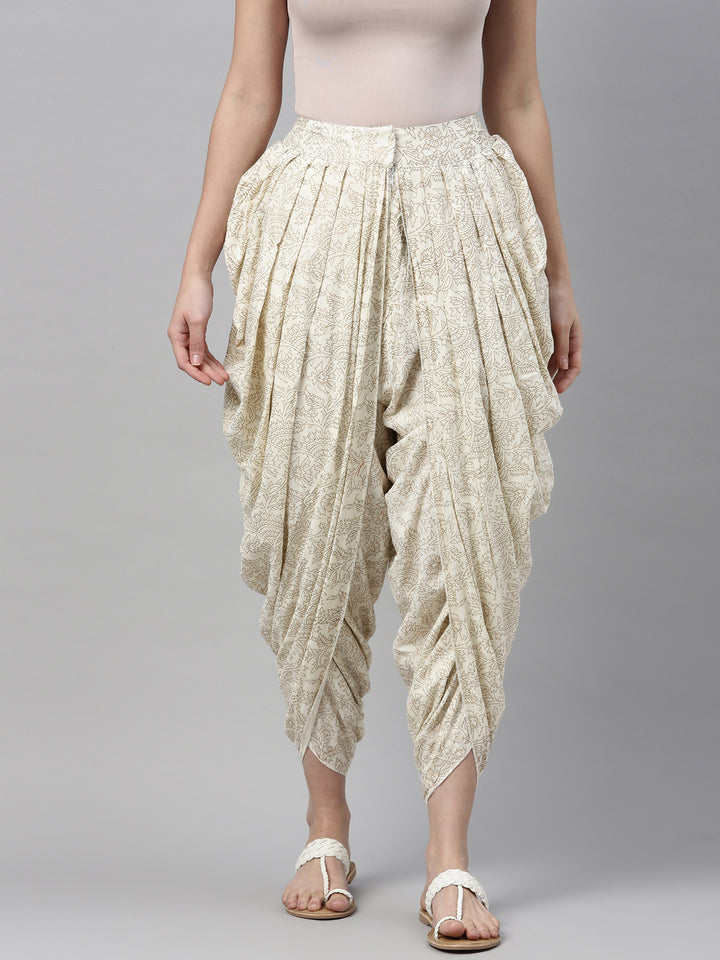 Neerus Off White Color Cotton Fabric Dhotti