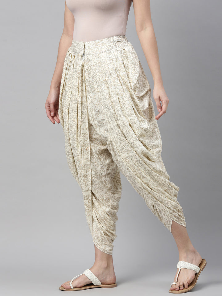 Neerus Off White Color Cotton Fabric Dhotti