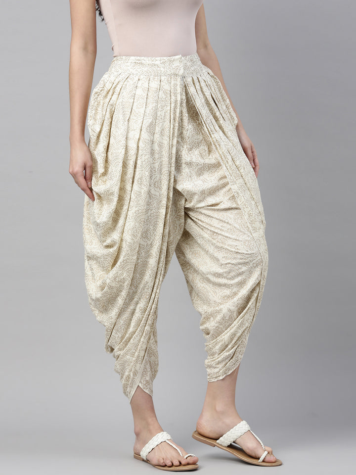 Neerus Off White Color Cotton Fabric Dhotti