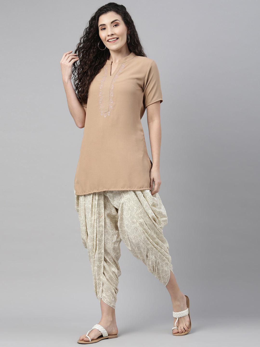 Neeru'S Off White Color Cotton Fabric Dhotti