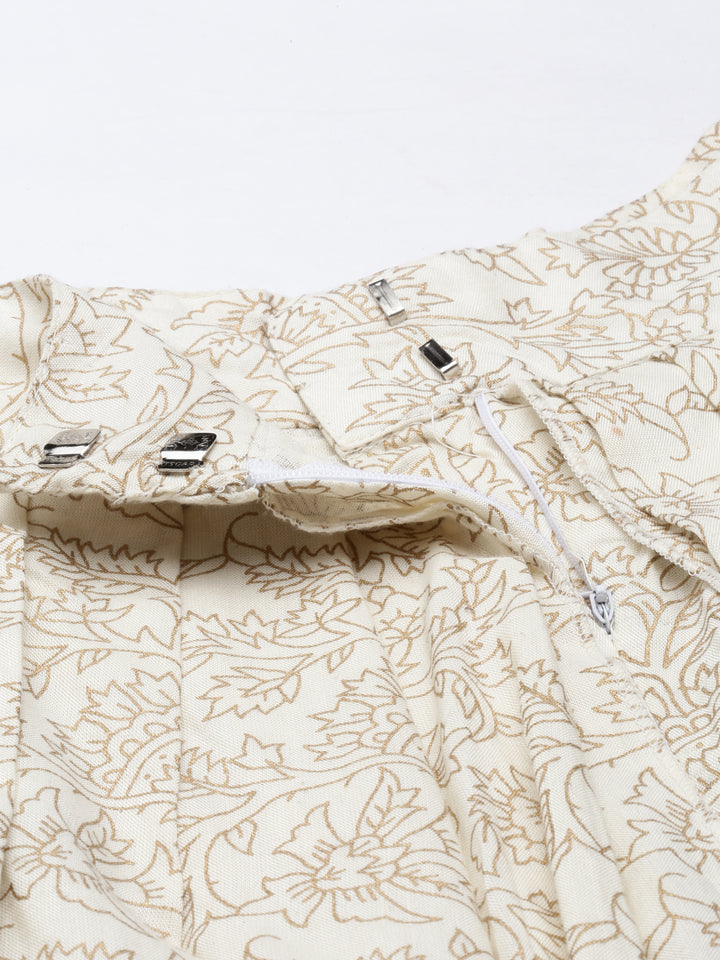 Neerus Off White Color Cotton Fabric Dhotti