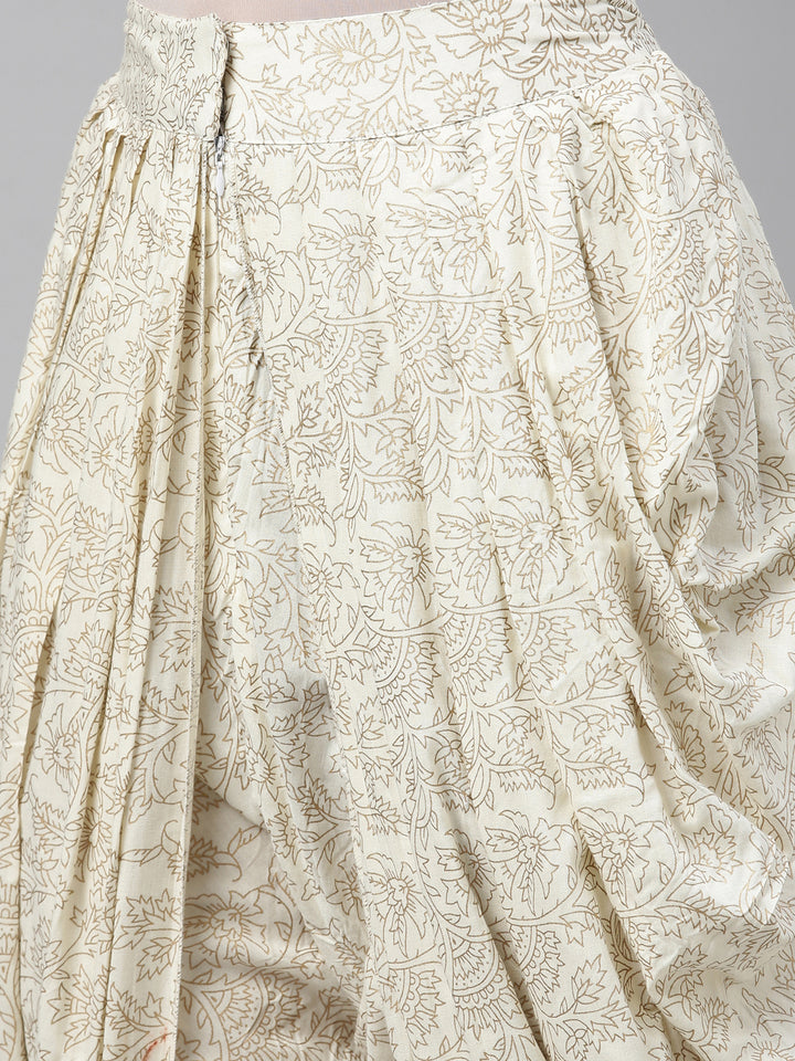 Neerus Off White Color Cotton Fabric Dhotti