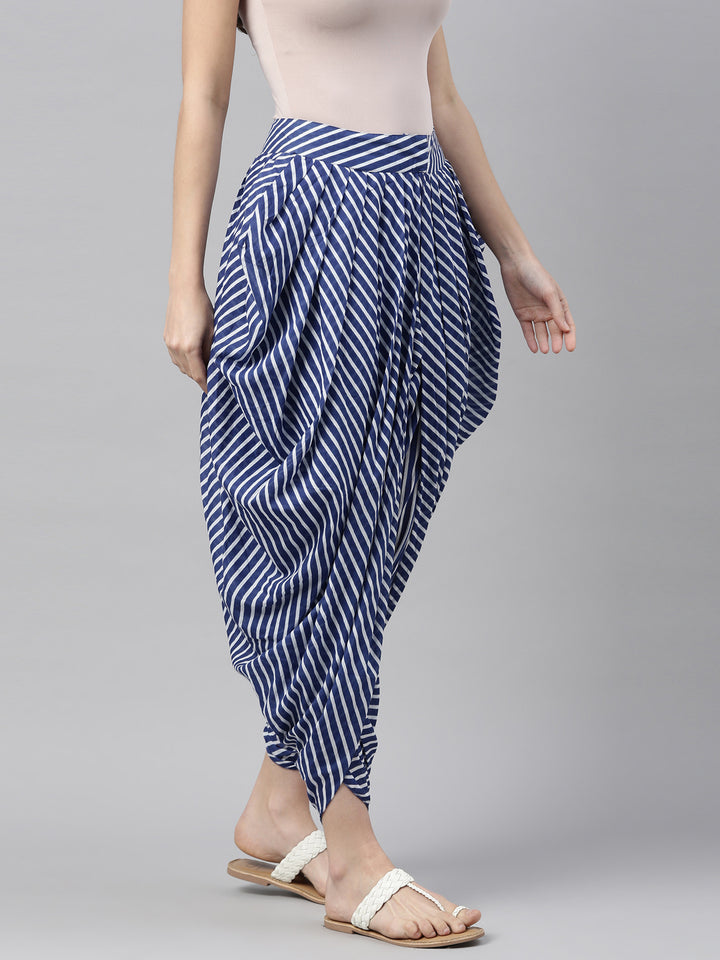 Neerus Blue rayon solid dhoti bottom - detail view 1