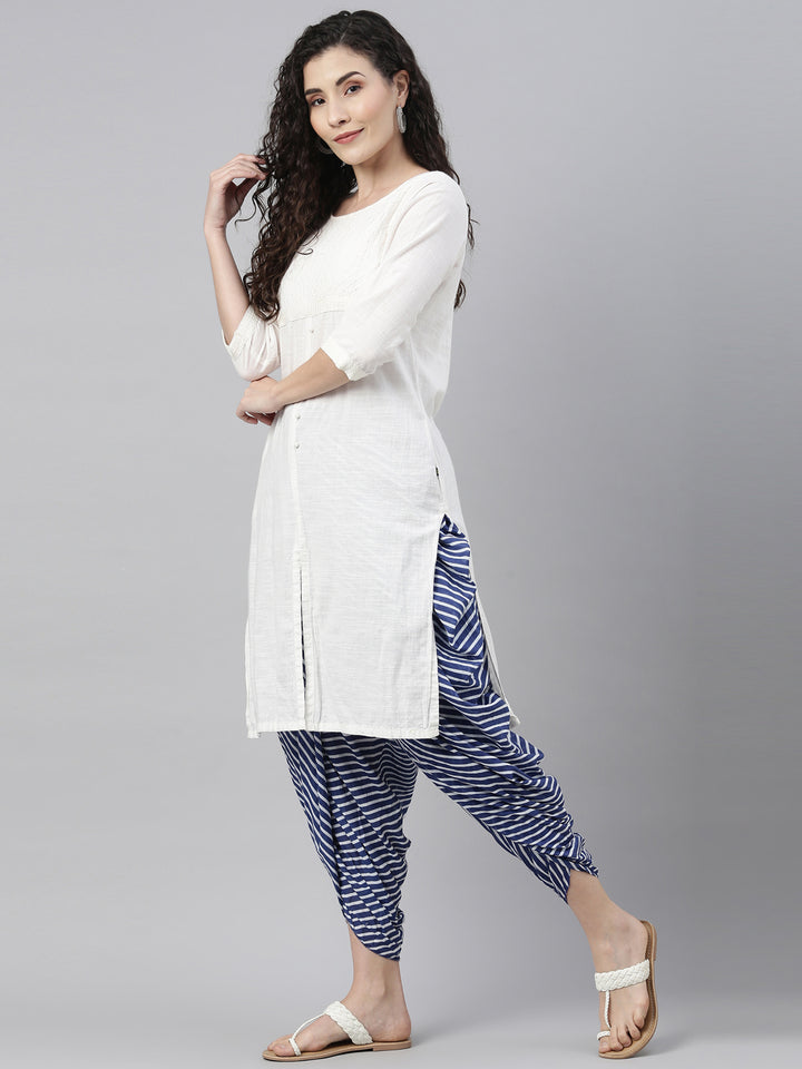 Neerus Blue rayon solid dhoti bottom - front view