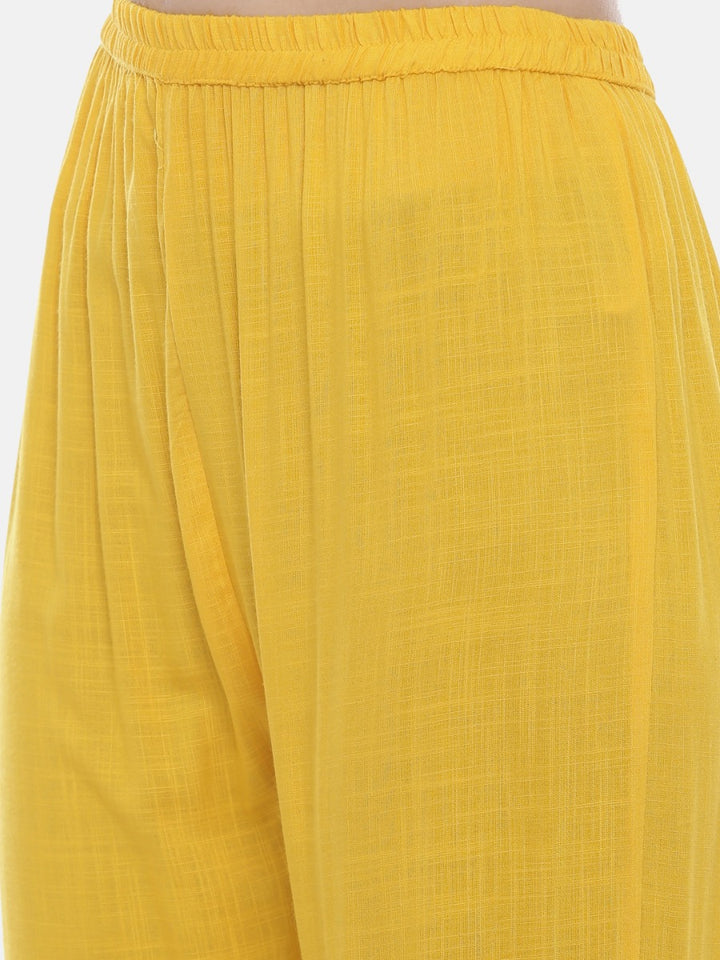 Neerus Yellow Embroidered Straight Kurta