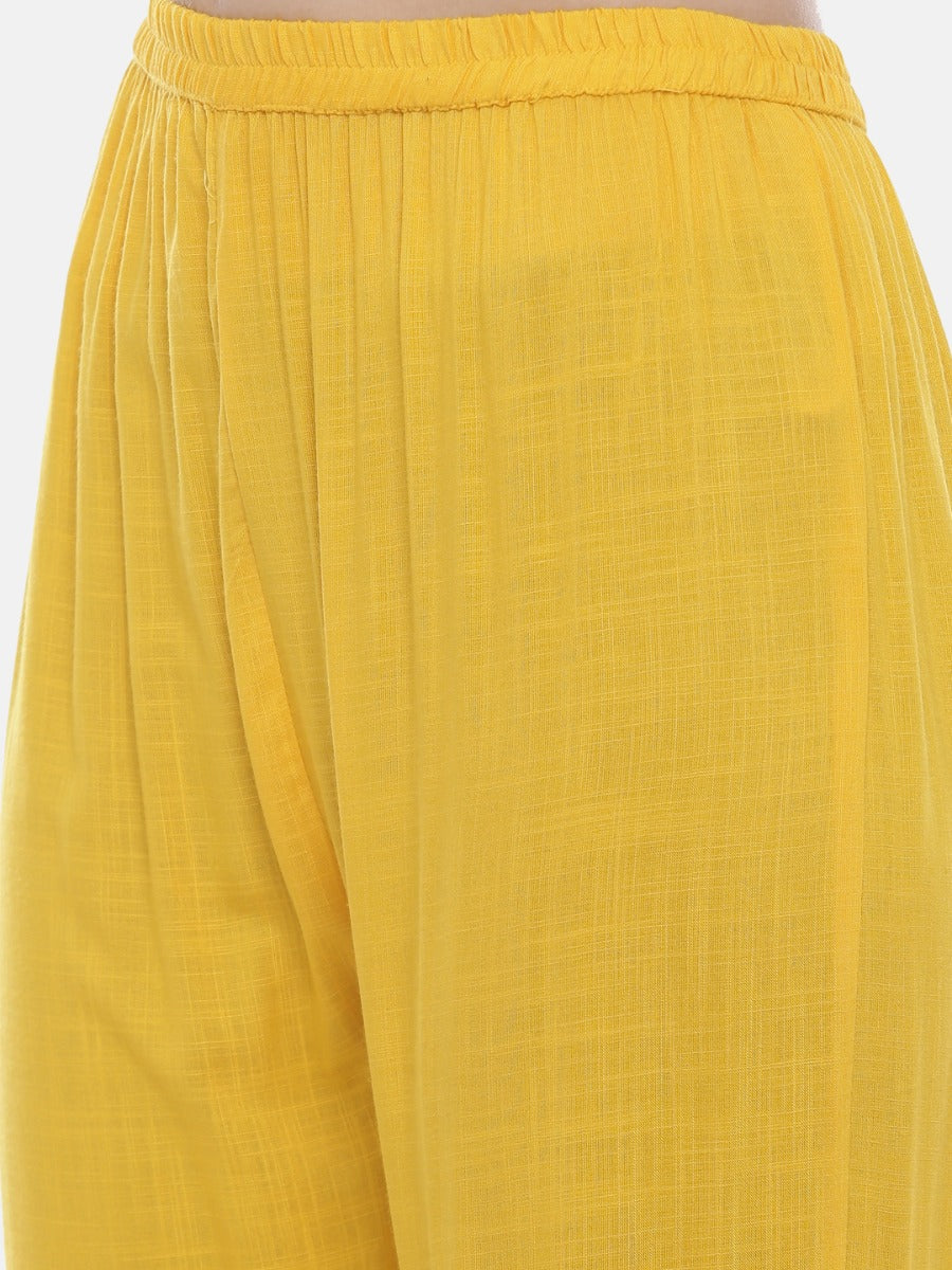 Neeru's Yellow Embroidered Straight Kurta