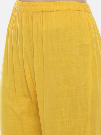 Neeru's Yellow Embroidered Straight Kurta
