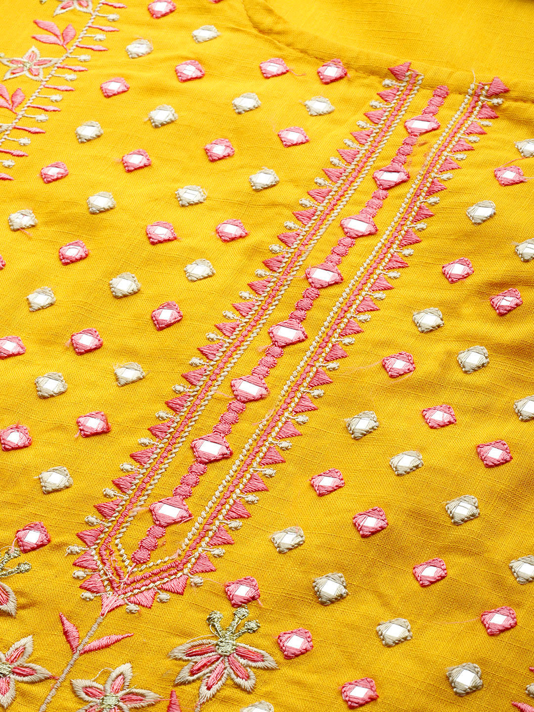 Neerus Women Yellow Embroidered Straight Kurta