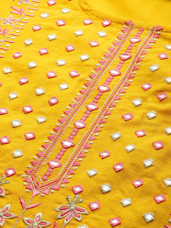 Neerus Women Yellow Embroidered Straight Kurta
