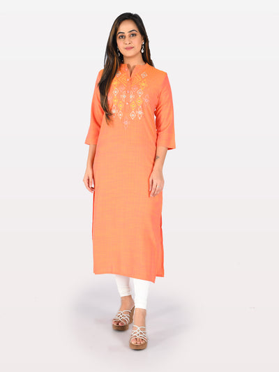 Neeru's Pink Embroidered Straight Kurta